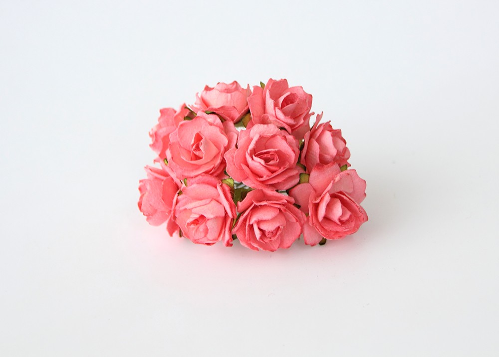 Букет кудрявых роз 2 см, бледный коралловый