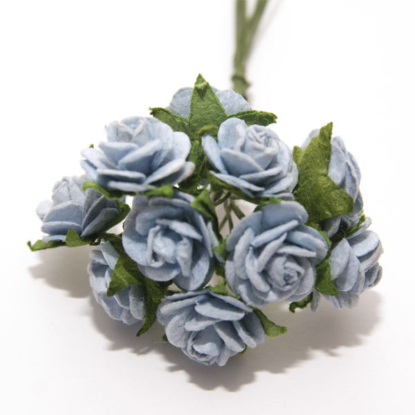 Букет мини-розочек 1,5 см открытых. Цвет серо-голубой