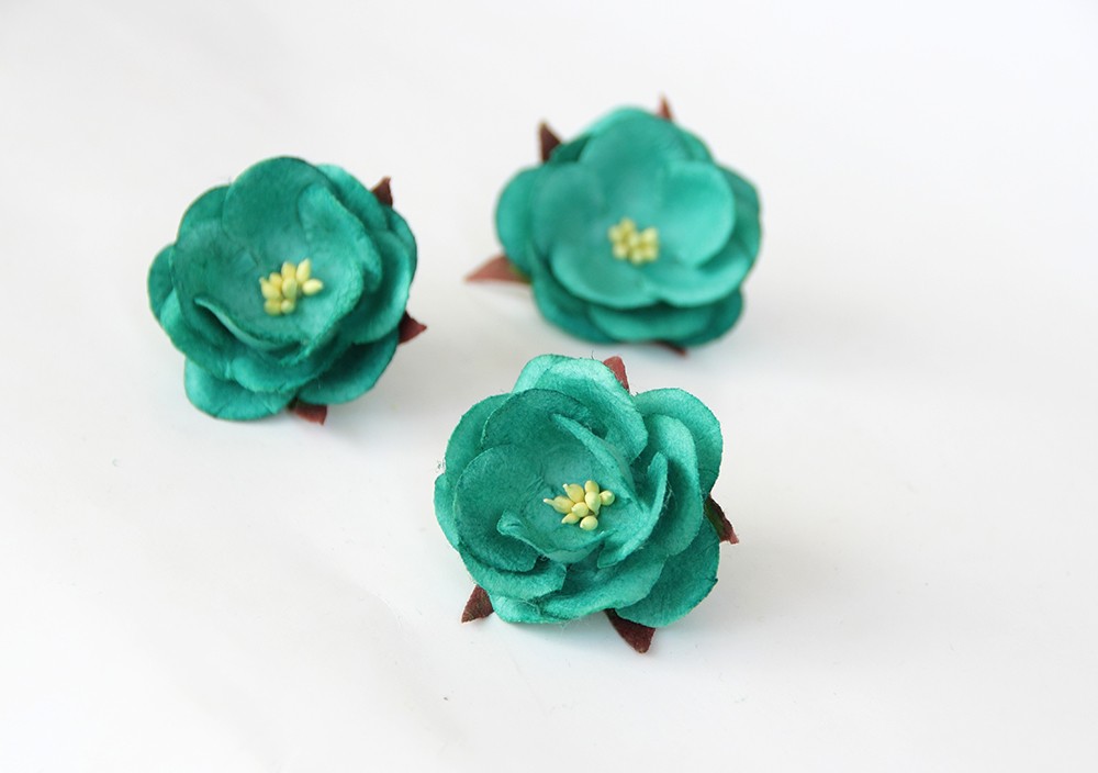 Цветок дикой розы, цвет тёмно-бирюзовый, 1 шт