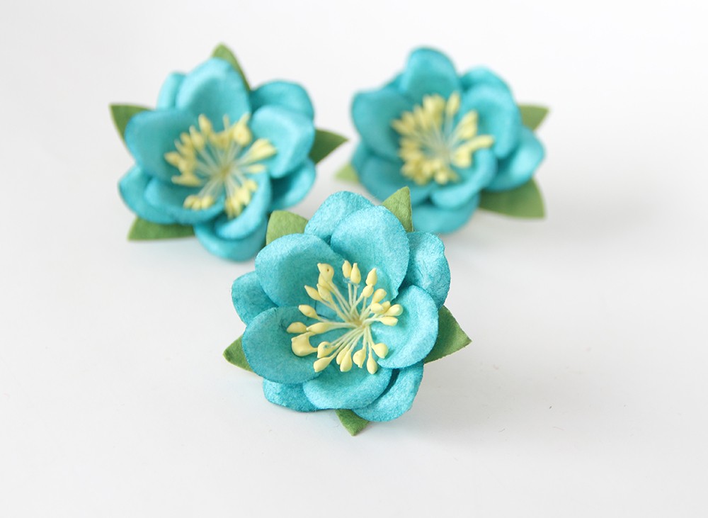 Цветок сакуры, цвет тёмно-бирюзовый, 1 шт