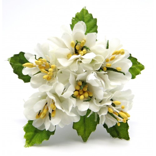 Декоративный букетик Рукоделие "Цветочки белые с жёлтыми тычинками"