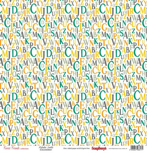 Бумага Scrapberrys "Лес Чудес " Веселый алфавит (SB636)