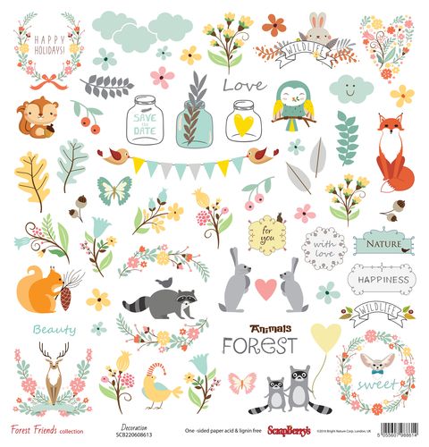 Бумага Scrapberrys "Лес Чудес "Карточки,(SB639)