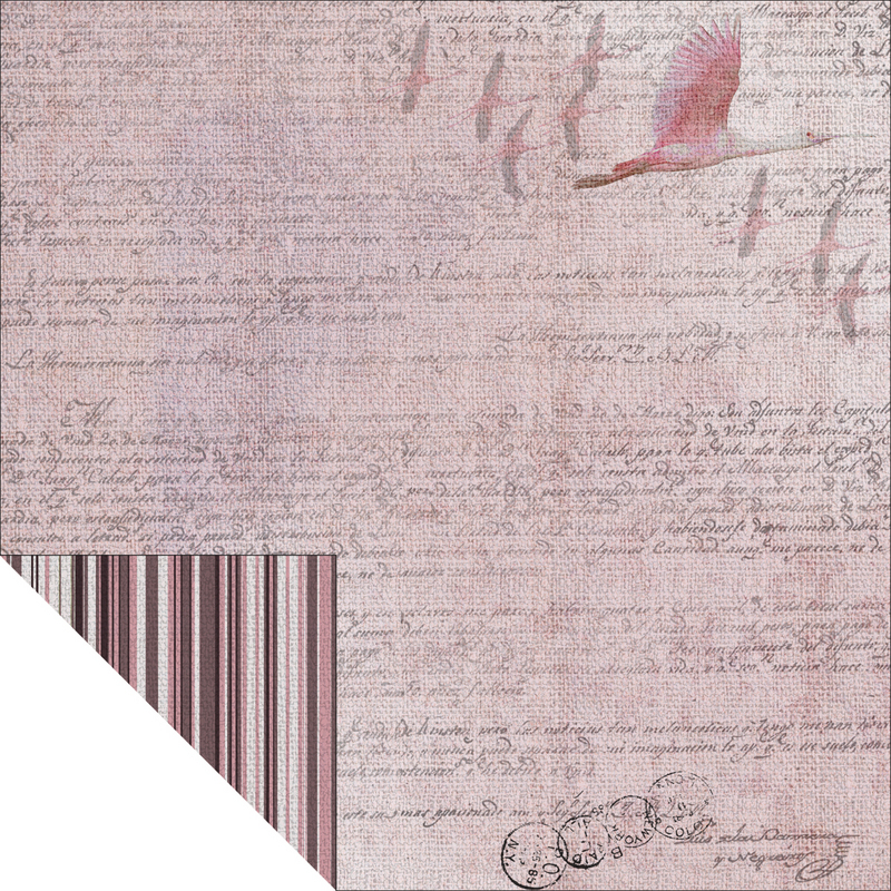 Двусторонняя бумага Fabscraps "Enchanted",Pink Flamingos 2 (Fab27)