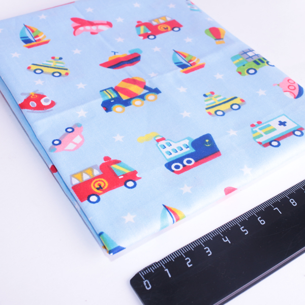 Отрез ткани 48 х 48 см "Транспорт на голубом"