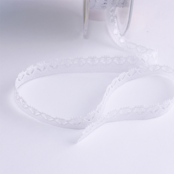 Кружево нейлоновое ажурное 0,9 см. Цвет бело-серый