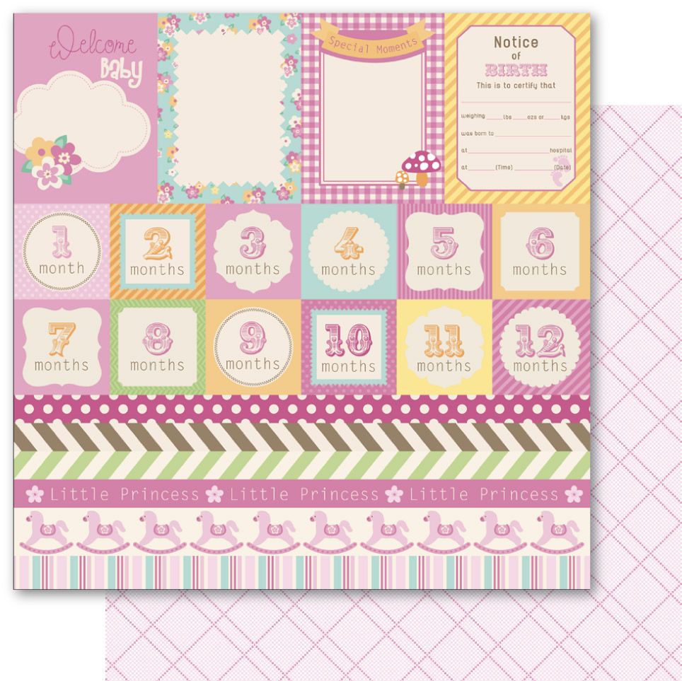 Двусторонняя бумага Ruby Rock-It "Baby Girl" Snippets (RR33)