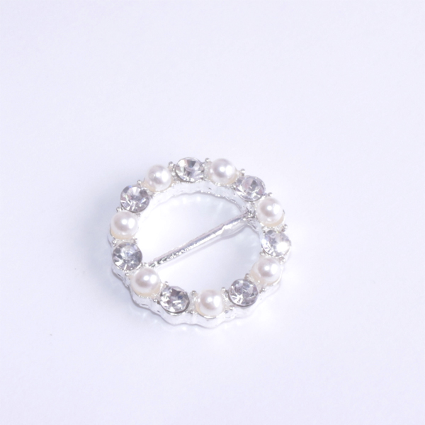 Декоративная пряжка 2 см со стразами и перламутром (369)