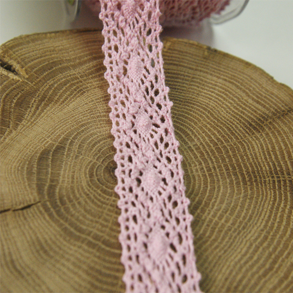 Кружево вязаное 2,2 см, цвет розовый (029860)
