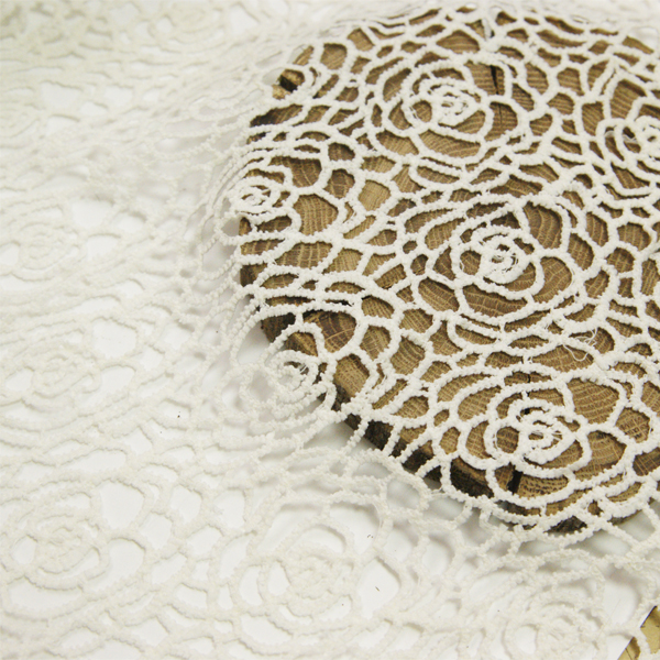 Гипюр ажурный 30 х 30 см "Цветы розы", цвет молочный