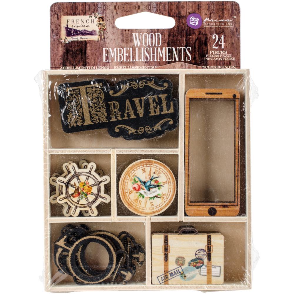 Набор деревянных украшений в коробочке Prima "French Riviera"