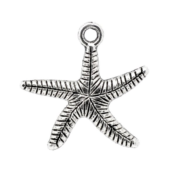 Подвеска металлическая "Морская звезда 25 мм". Цвет серебряный.