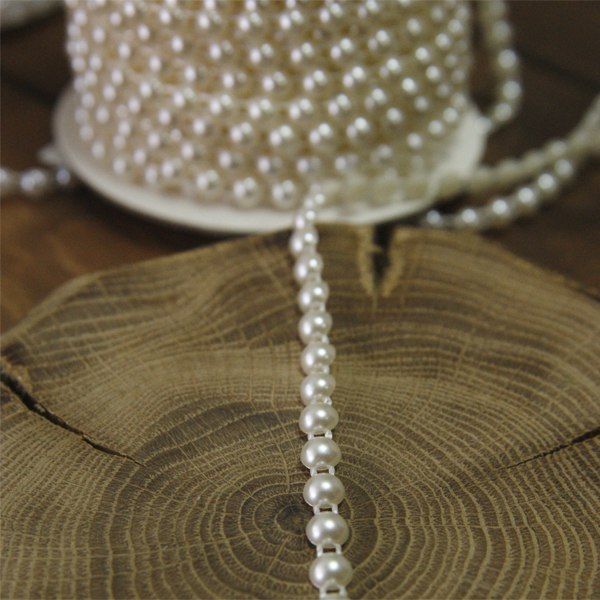 Нить из половинок бусин 5 мм, цвет кремовый перламутр