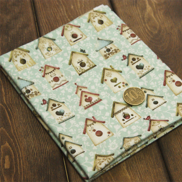 Отрез ткани 55 х 46 см "Скворечники на бирюзовом"