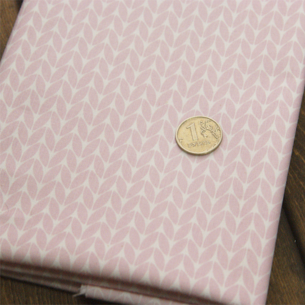 Отрез ткани 75 х 42 см "Розовый орнамент-косичка"