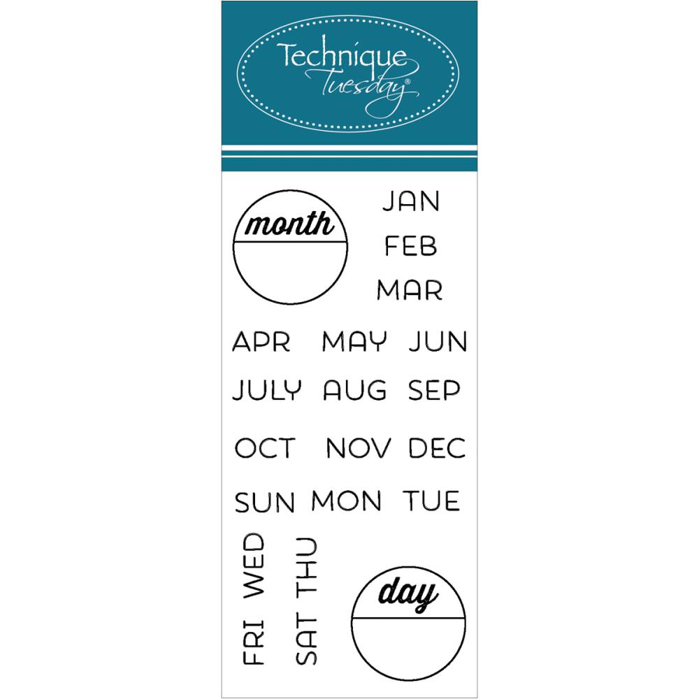 Набор штампов Technique Tuesday "Calendar-Months&Days"