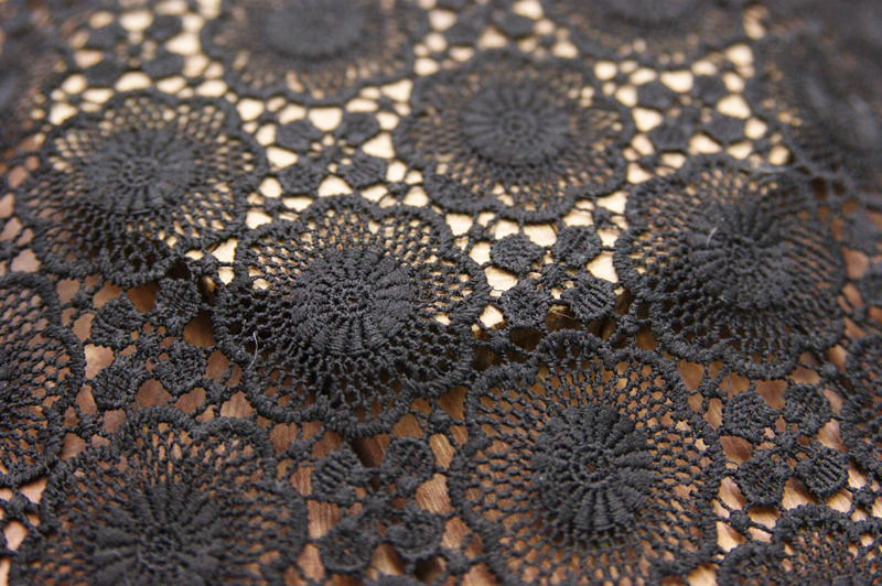 Гипюр ажурный 35 х 25 см "Цветы", цвет чёрный