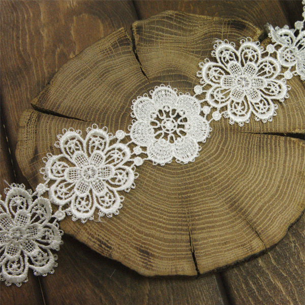 Тесьма 5 см "Цветы ажурные", цветный молочный