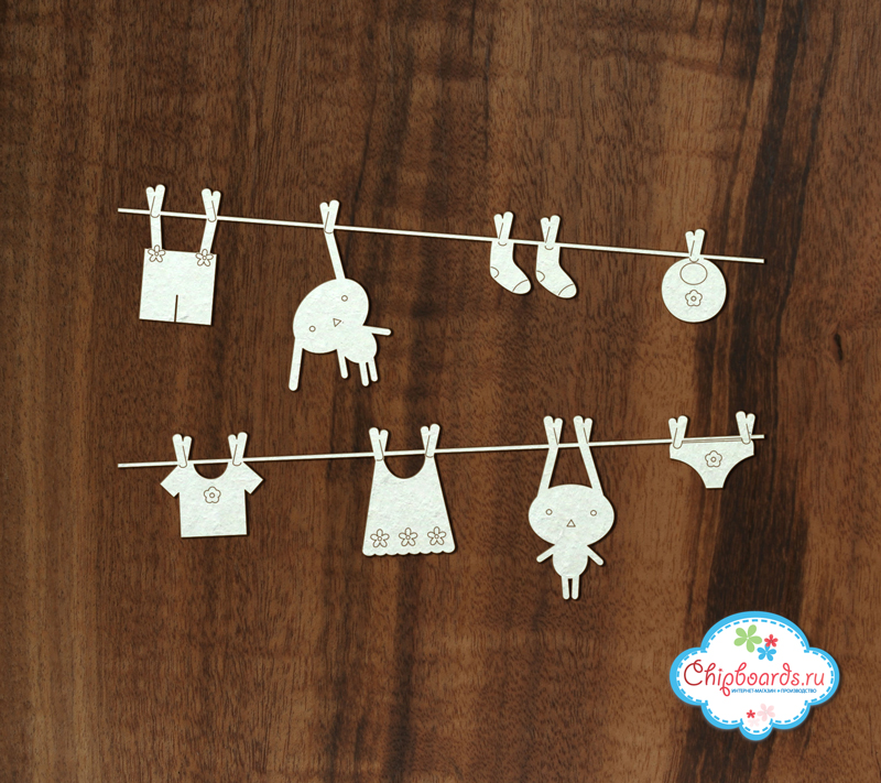 Чипборд Chipboards "Две гирлянды детские с зайками и одёжками"