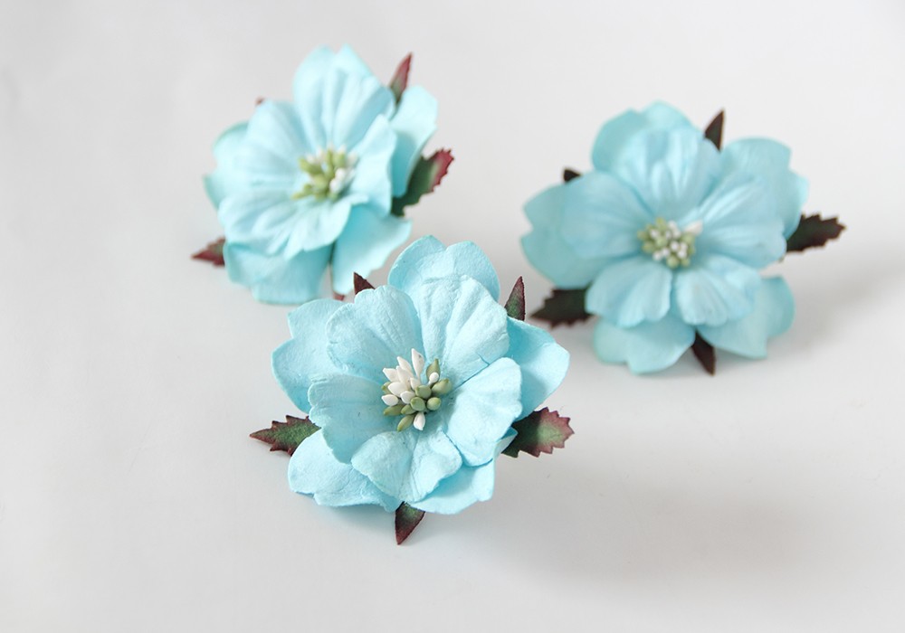 Цветок анемона, цвет мятно-голубой, 1 шт