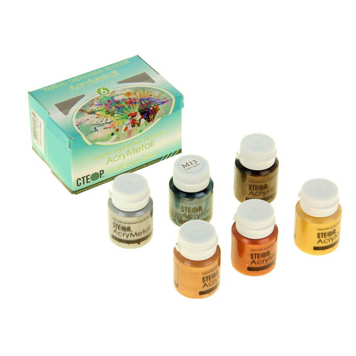 Набор акриловых красок STEOR AcryMetall, метализированные