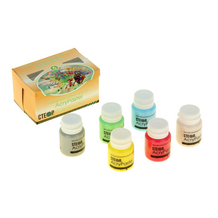 Набор акриловых красок STEOR AcryPastel, пастельные