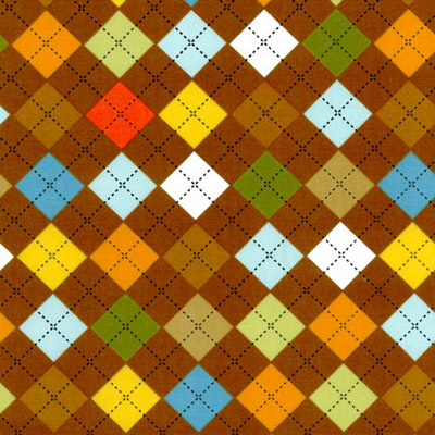 Ткань лоскутная 50 х 55 см "REMIX", цветные ромбы на шоколадном