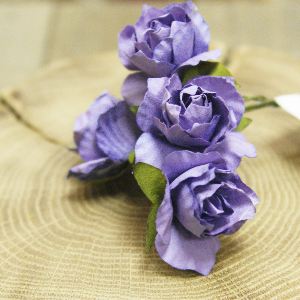 Бумажные розы 3.5 см MrPainter , цвет фиолетовый, 4 штуки