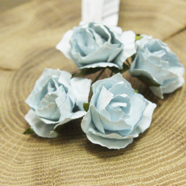 Бумажные розы 3.5 см MrPainter , цвет голубой, 4 штуки