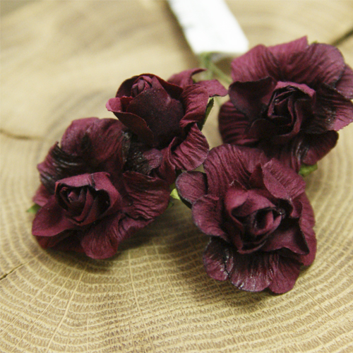 Бумажные розы кудрявые 3 см MrPainter , цвет бордовый, 4 штуки