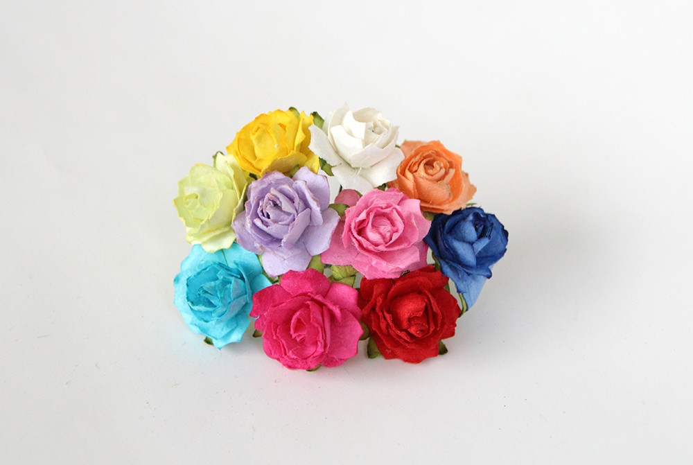 Букет кудрявых роз 2 см, яркий микс