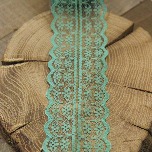 Кружево нейлоновое 4 см с краем "гребешок", цвет морской волны