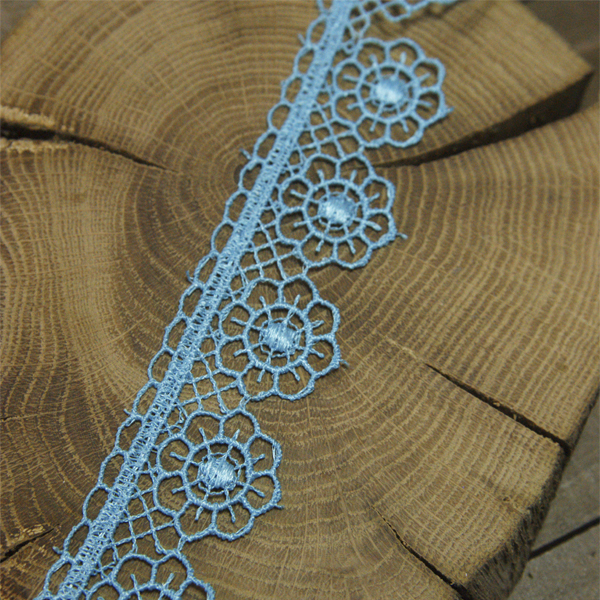 Кружево гипюрное 3 см "с Цветочком", цвет бирюзово-голубой