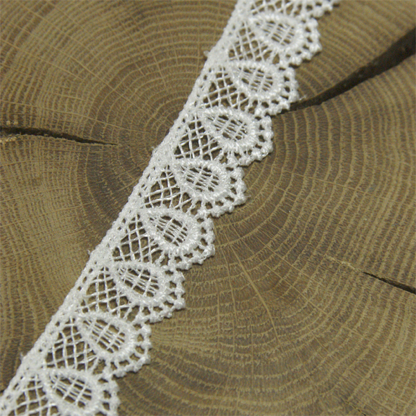 Кружево гипюрное 2 см "Орнамент-капелька", цвет молочный белый