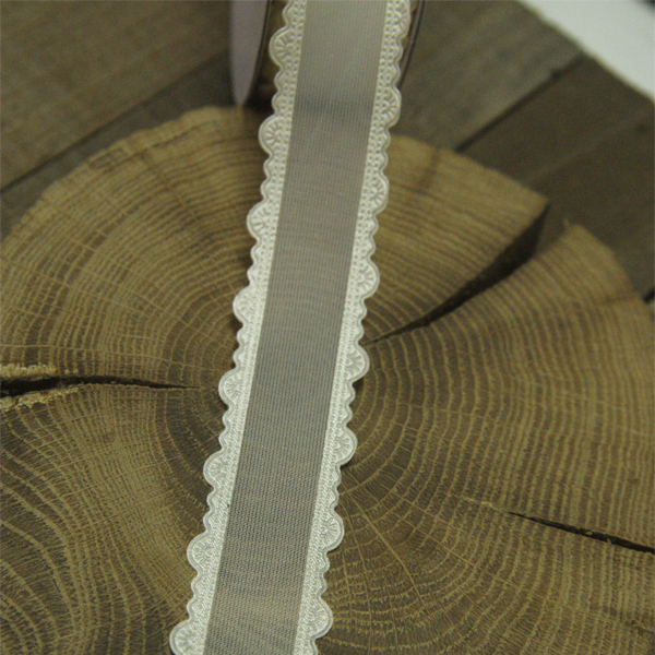 Лента прозрачная с тиснённым краем 2,3 см , цвет кремовый