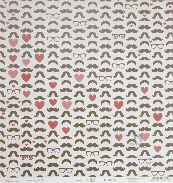 Бумага Karaliki 30 х 30 см "Hipster", носи усы (KRL56)