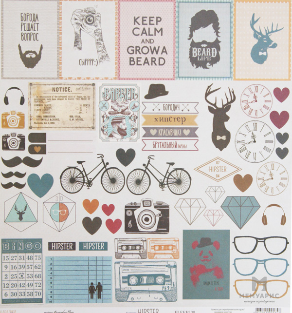 Бумага Karaliki 30 х 30 см "Hipster", карточки (KRL63)