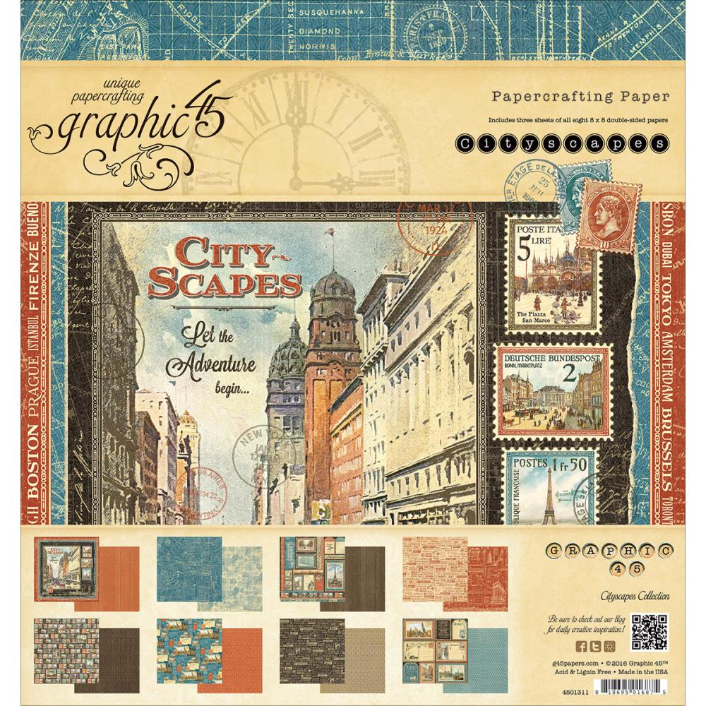 Набор бумаги 20 х 20 см Graphic 45"Cityscapes"