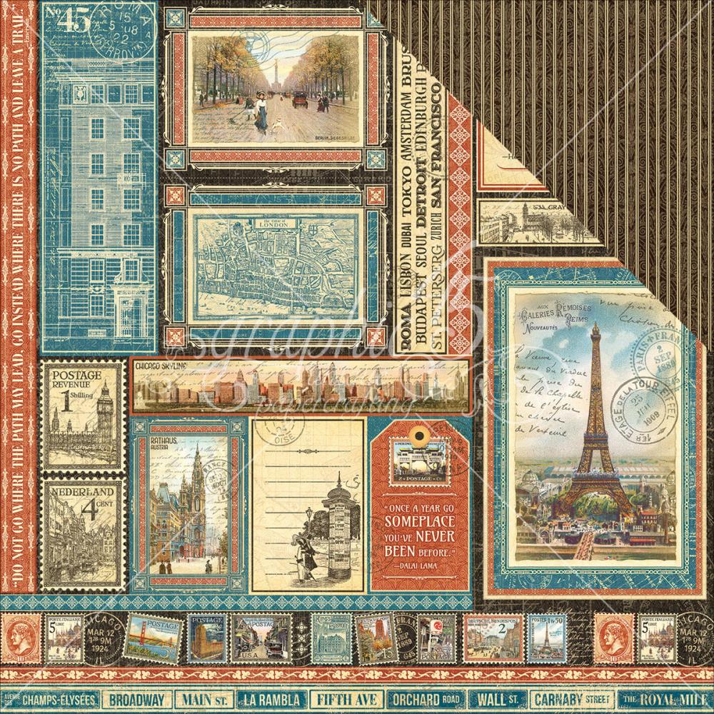Двусторонняя бумага Graphic 45 "Cityscapes" Global Odyssey (G45-321)