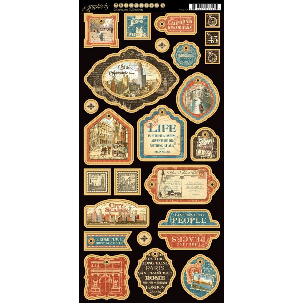 Вырубка из чипборда Graphic 45 "Cityscapes"