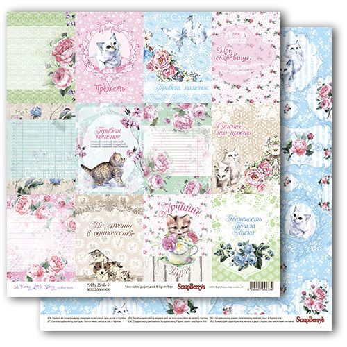 Бумага Scrapberrys "Шебби Кошки", Карточки 2 (SB676)