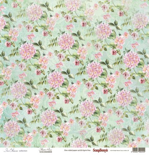 Бумага Scrapberrys "Цветущий Сад ", Гортензия, (SB683)