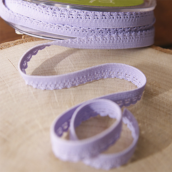 Резинка для блокнотов 1 см с ажурным краем, цвет сиреневый