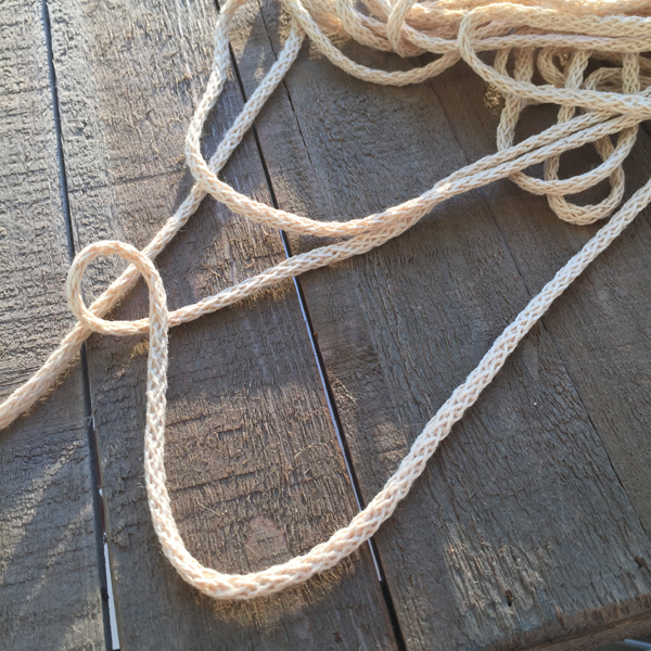 Шнур декоративный хлопковый вязаный 4мм, цвет кремовый