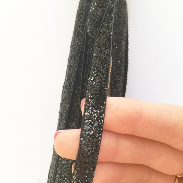 Лента с блёстками 9 мм, цвет космический чёрный