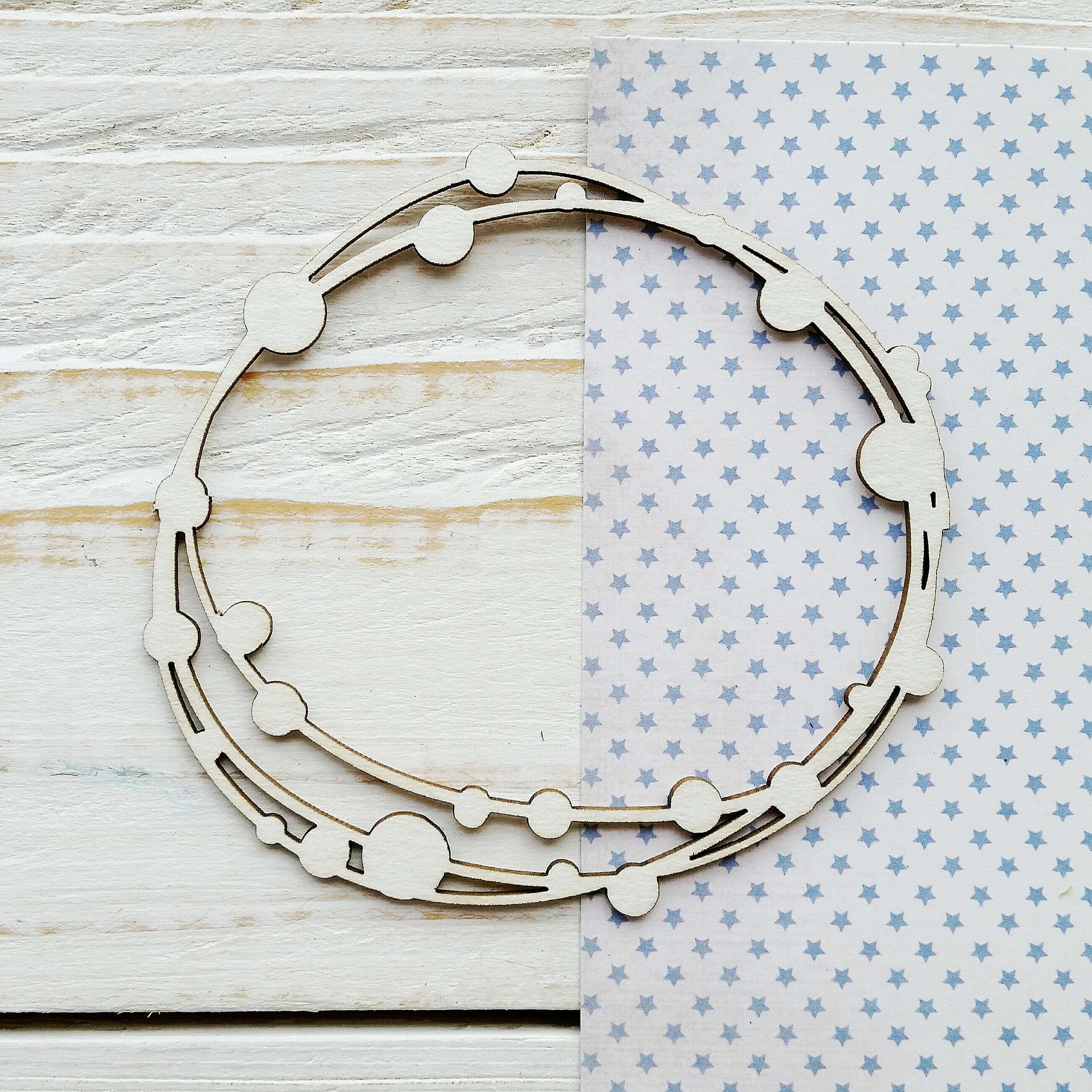 Чипборд WoodCraft "Рамочка со снежками"