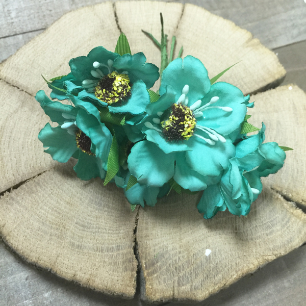 Букет тканевых бегоний, цвет бирюзовый