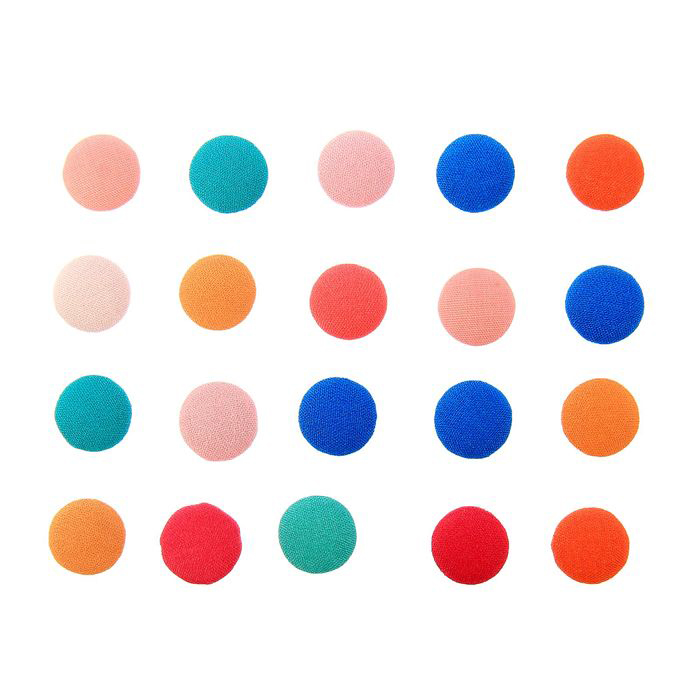 Набор тканевых пуговок 20 штук, разноцветные