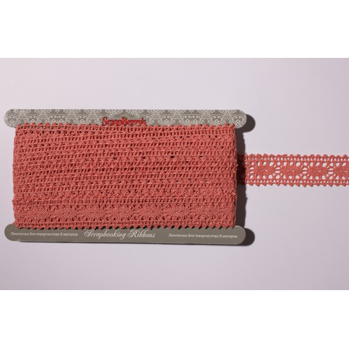 Кружево Scrapberrys 2,5 см. Цвет кирпичный