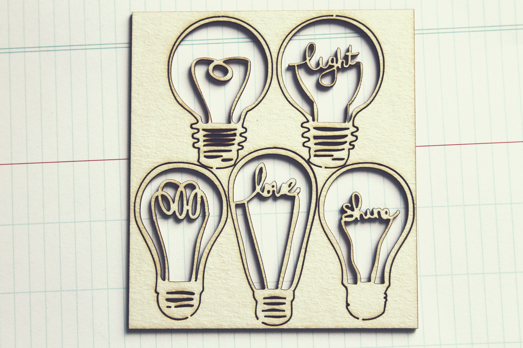 Чипборд WoodCraft "Лампочки со словами"